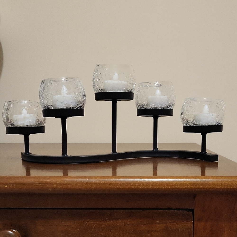 Metal And Glass Candle Holder
